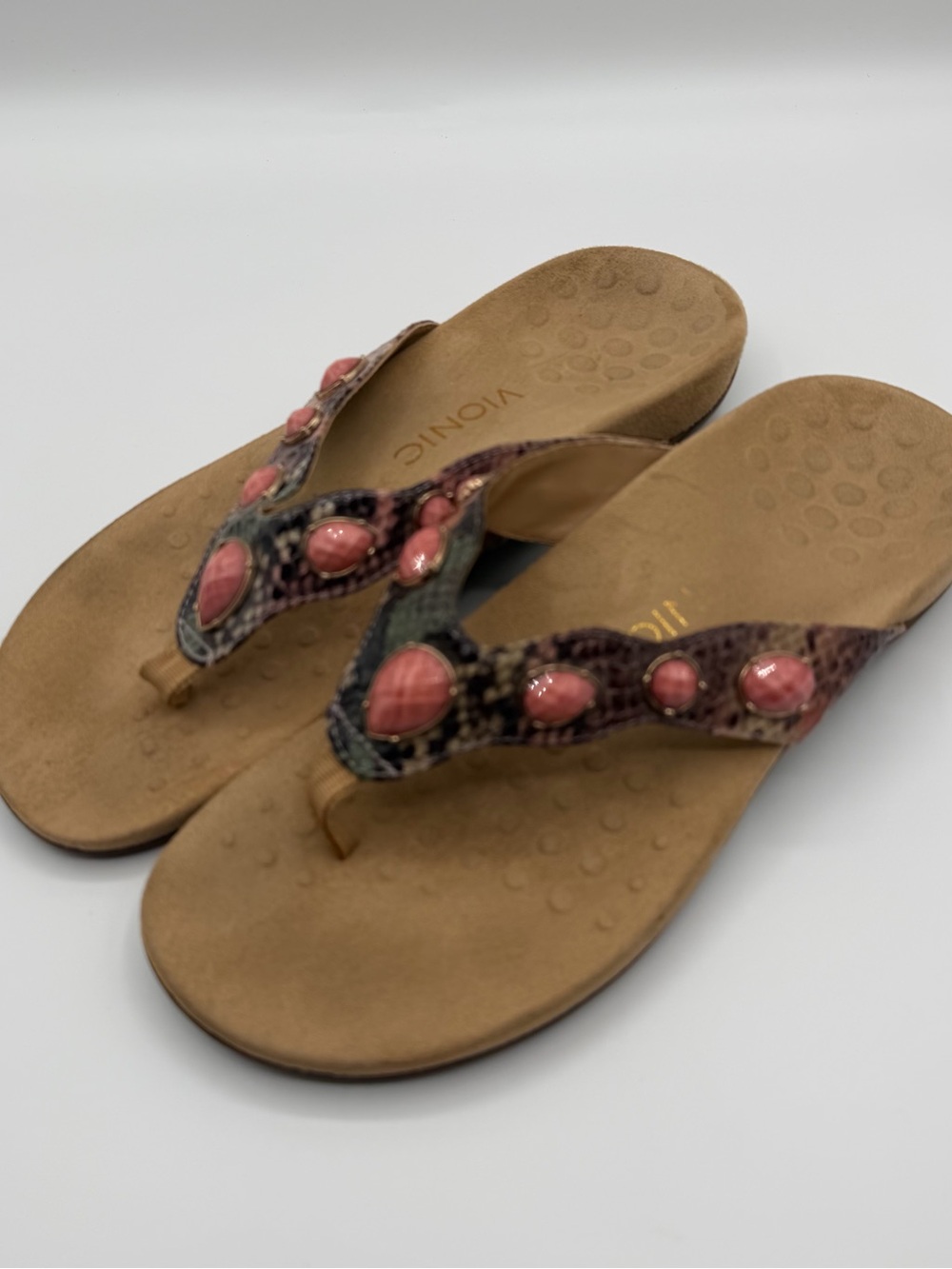 Vionic Snake Eve ll Thong Sandals Flip Flops With Orthaheel Sole Womens Sz 9